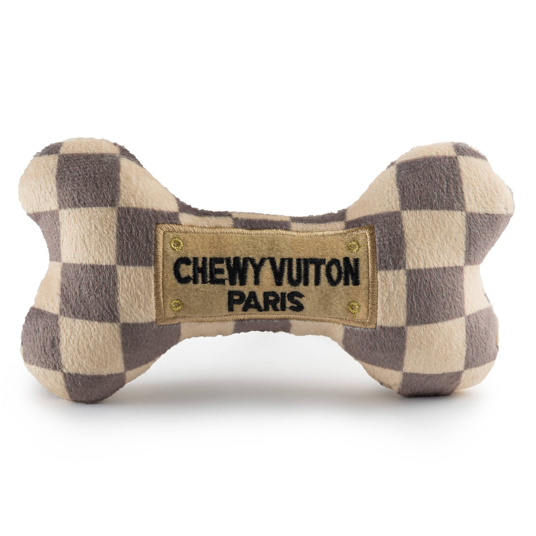 Luxury Checker Chewy Vuiton Chew Toy Bones