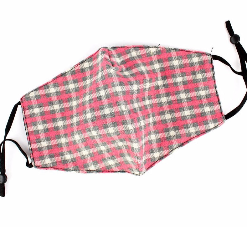 Spring Hike Coral Plaid Face Mask