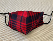 Load image into Gallery viewer, Highland Plaid Red &amp; Navy Face Mask
