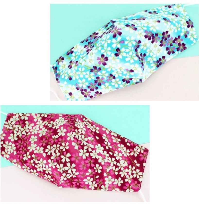 Ombre Floral Two Layer Face Mask with Filter Pocket- Set of 2