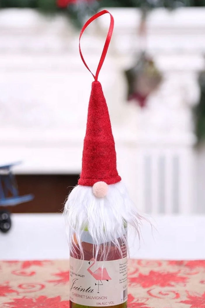 Gnome Bottle Topper & Ornament - Cozy Red